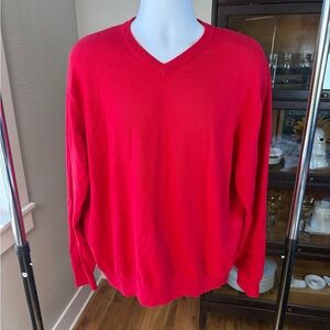 Pendleton Red V-Neck Sweater XL Cotton Cashmere Blend Classic Knit